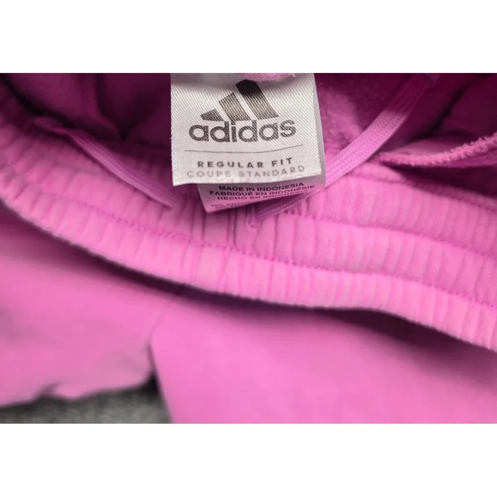 Adidas Girls Joggers XL 16 Pink Fleece Sweatpants 3-Stripes Athletic Pants